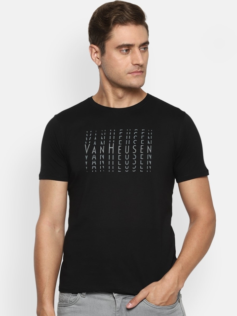 

V Dot Men Black Printed Round Neck T-shirt