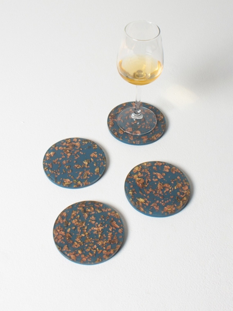 

CASA DECOR Set Of 4 Blue Wooden Coasters
