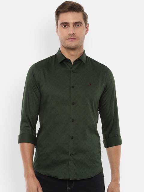 

Louis Philippe Jeans Men Olive Green Slim Fit Printed Casual Shirt
