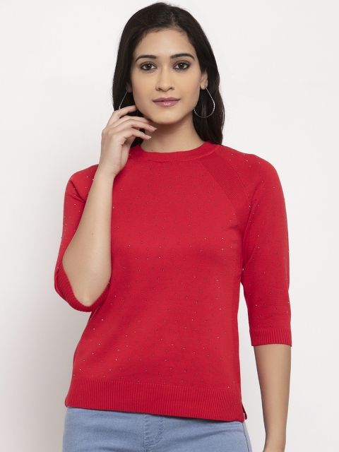 

Global Republic Women Red Embellished Pullover Sweater