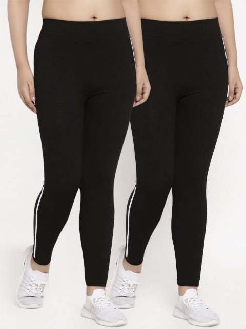 Klotthe Women Pack of 2 Black Solid Slim Fit Treggings