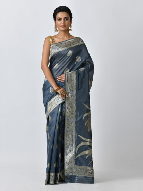 

RANGOLI Grey Woven Design Saree