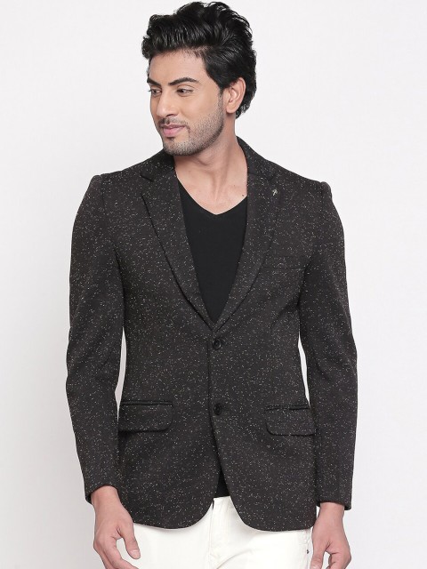 

SPYKAR Men Black & White Printed Single-Breasted Slim-Fit Casual Blazer