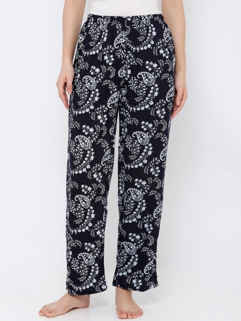 

Heart 2 Heart Women Navy Blue & White Printed Lounge Pants