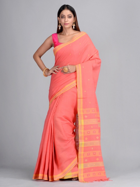 

Mitera Peach-Coloured & Gold-Toned Pure Cotton Woven Design Taant Saree