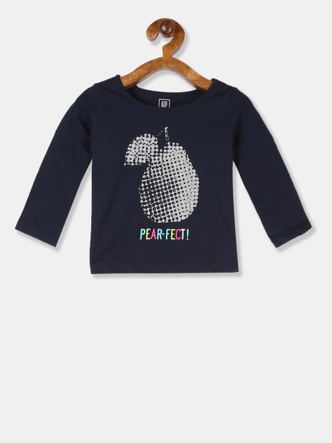 

GAP Girls Blue Printed Round Neck T-shirt