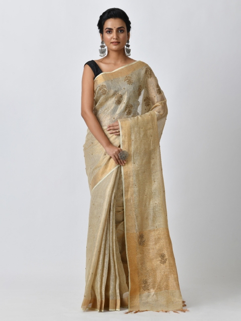 

RANGOLI Beige Art Silk Woven Design Tussar Saree
