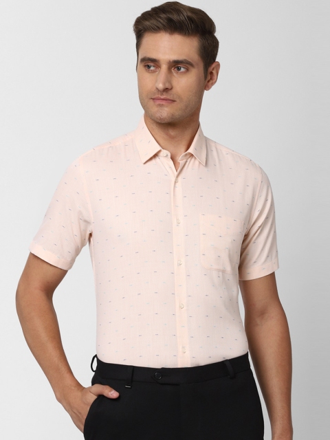 

Peter England Men Peach-Coloured & Blue Regular Fit Printed Formal Shirt