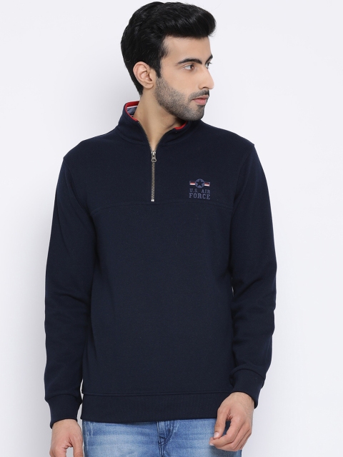 

Richlook Men Navy Blue Solid Sweatshirt
