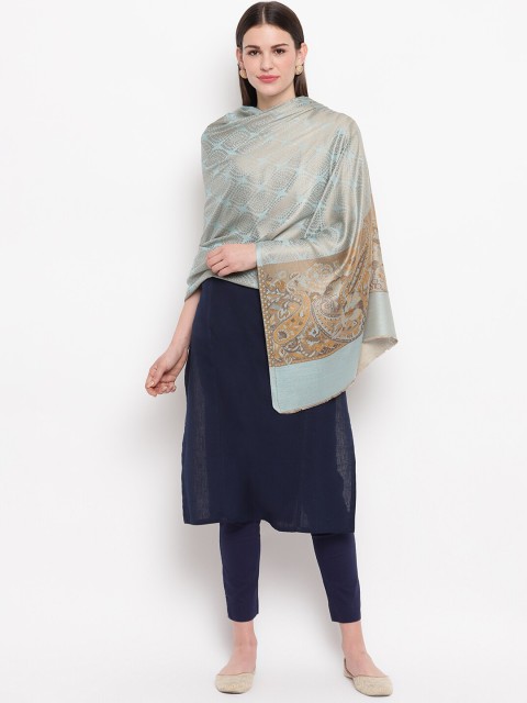 

Tossido Women Blue & Gold-Coloured Woven Design Kashmiri Stole