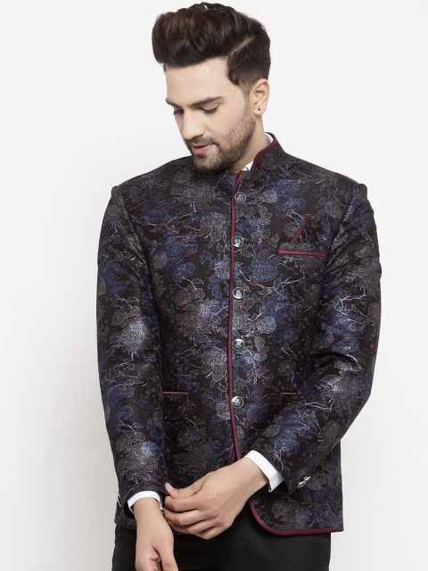 

KLOTTHE Men Charcoal Printed Blazer