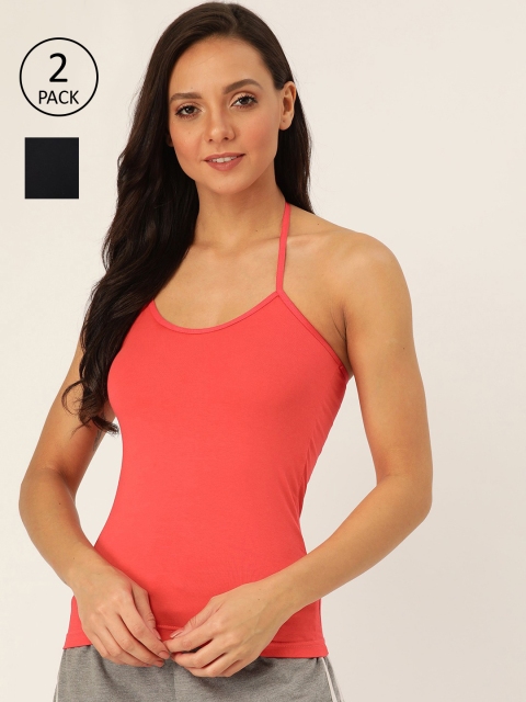 

Lady Lyka Women Pack of 2 Solid Camisoles, Coral