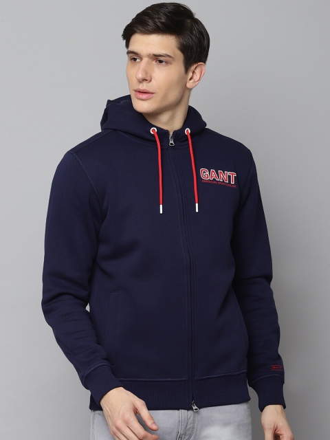 

GANT Men Navy Blue Solid Hooded Sweatshirt