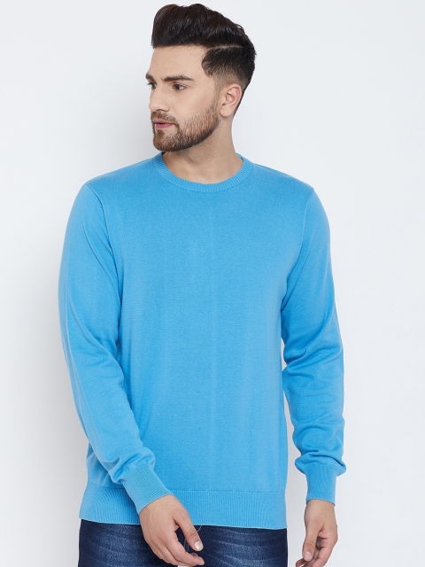 98 Degree North Men Blue Solid Pullover Sweater
