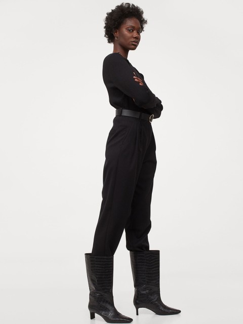

H&M Women Black Rib-Knit Sustainable Jumper