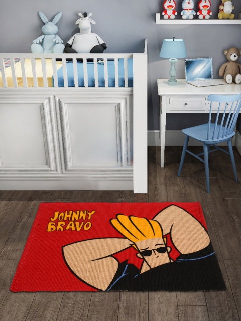 

Saral Home Red & Beige Johnny Bravo Printed Floor Mat
