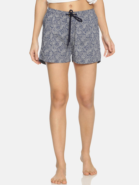 

Bene Kleed Women Blue & White Ethnic Motifs Printed Lounge Shorts