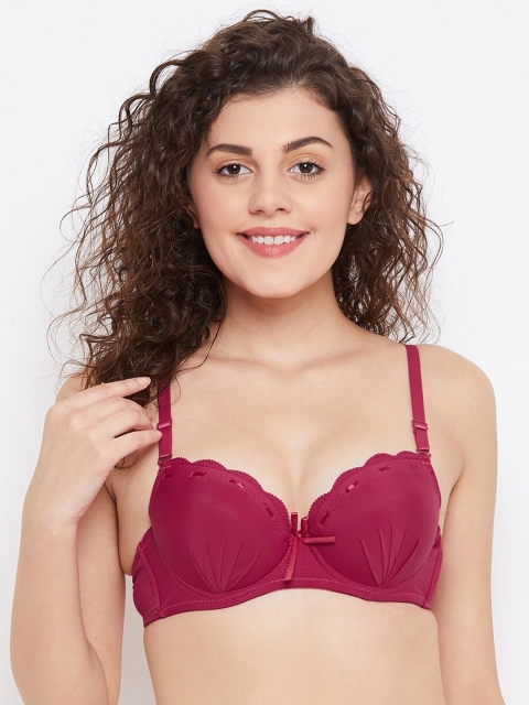 

SECRETS BY ZEROKAATA Maroon Solid Underwired Heavily Padded Push-Up Bra SZWIN8602