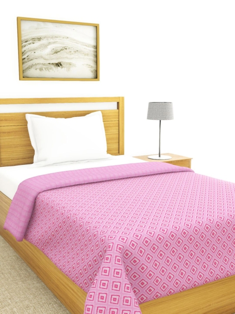 

BIANCA Pink Geometric Printed AC Room 300 GSM Reversible Single Bed Dohar