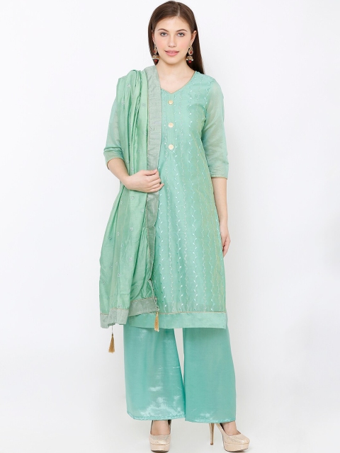 

SALWAR STUDIO Green Pure Cotton Unstitched Dress Material
