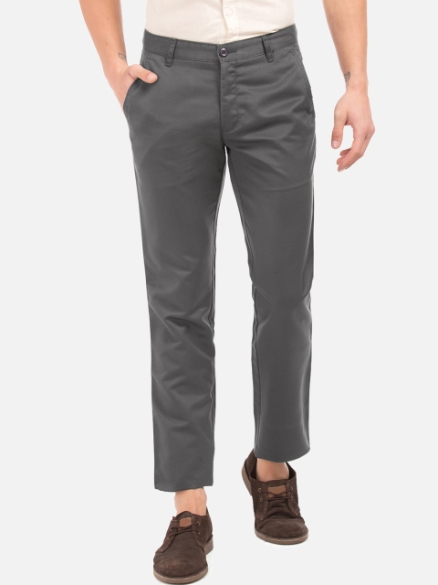 

Ruggers Men Grey Slim Fit Solid Regular Trousers