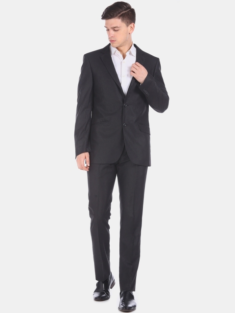 

Arrow Men Black Striped Single-Breasted Regular Fit Suit