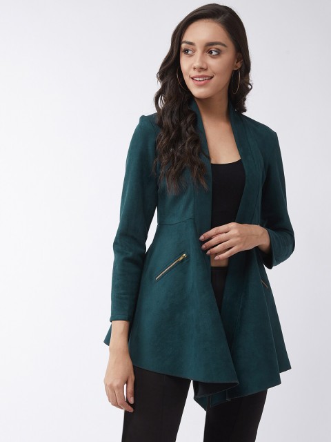 

Pannkh Women Green Longline Blazer