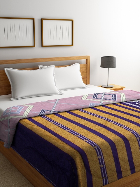 

KLOTTHE Yellow & Blue Geometric 500 GSM Mild Winter Double Bed Comforter