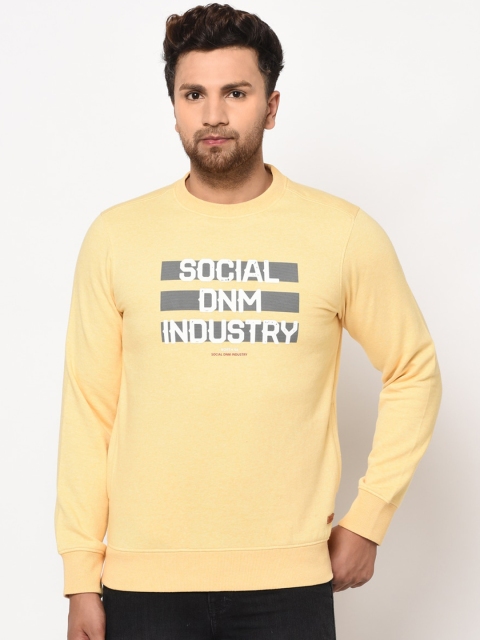 

98 Degree North Men Yellow Printed Sweatshirt