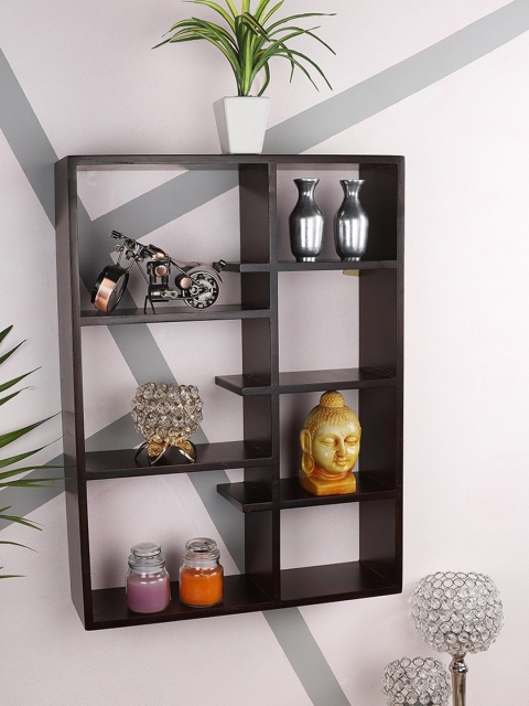 

Home Sparkle Brown Handmade Multi Partition Basic Wall Shelf