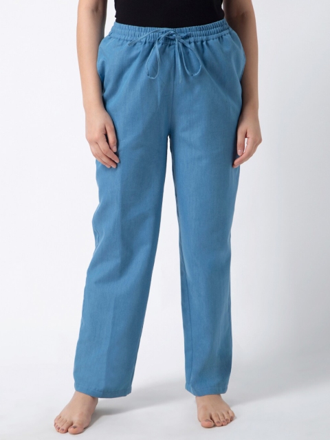 

ADORENITE Women Solid Lounge Pants, Blue