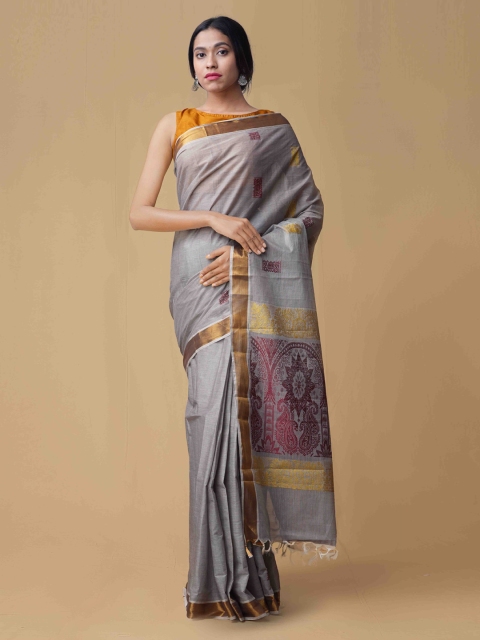

Unnati Silks Grey Woven Design Pure Cotton Saree