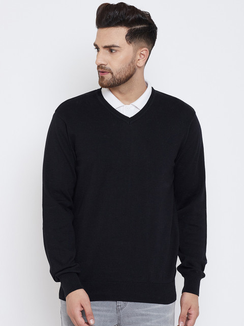 

98 Degree North Men Black Solid Pullover Sweater