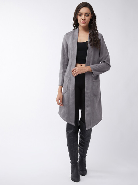 

Pannkh Women Grey Solid Open Shrug
