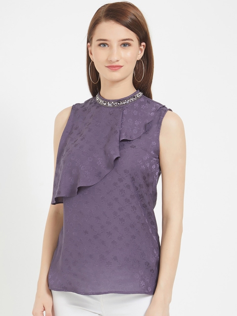 

109F Women Purple Self Design Top