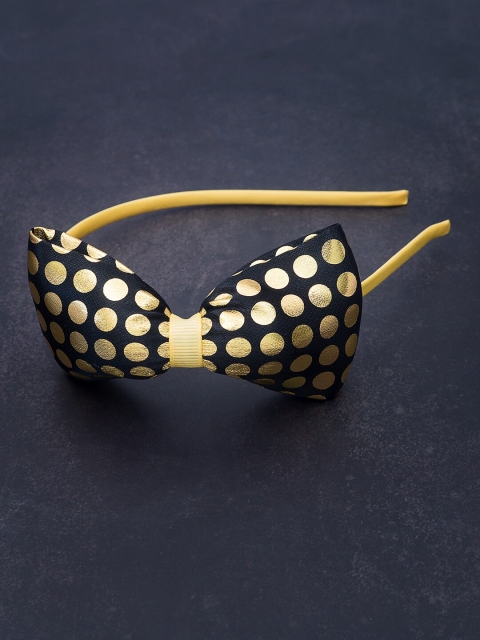 

Golden Peacock Girls Black & Gold Polka Dot Bow Hairband