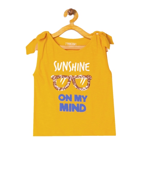 

Cherokee Girls Mustard Printed Top