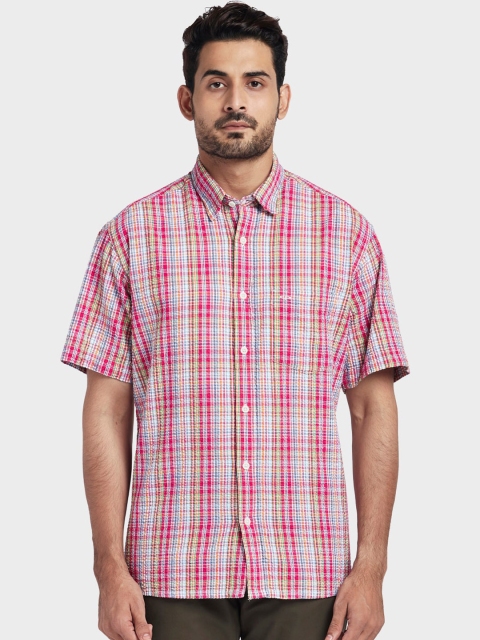 

ColorPlus Men Red & Pink Regular Fit Checked Casual Shirt
