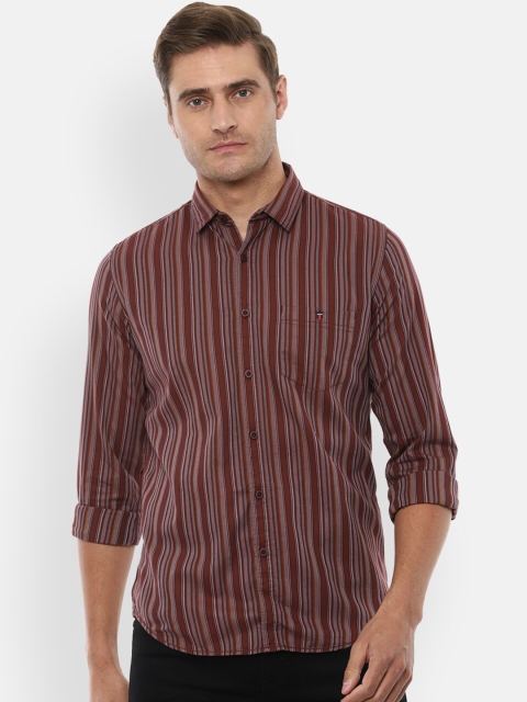 

Louis Philippe Jeans Men Maroon Slim Fit Striped Casual Shirt