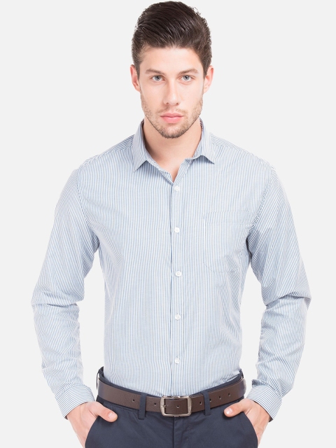 

Excalibur Men Green Regular Fit Striped Formal Shirt