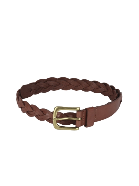 

AMERICAN EAGLE OUTFITTERS Women Brown Braided Leather Slim Belt