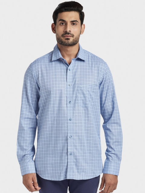 

ColorPlus Men Blue Tailored Fit Checked Casual Shirt