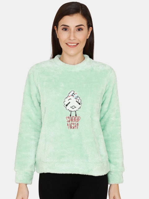 

Zivame Women Green Printed Sweatshirt