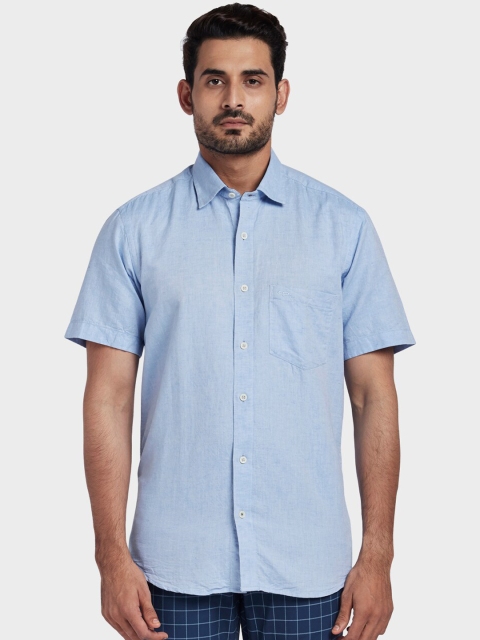 

ColorPlus Men Blue Tailored Fit Checked Casual Shirt