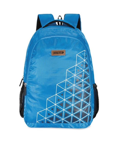 

2 STRAP Unisex Blue & White Textured Backpack
