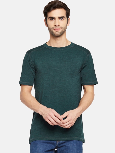 

Kosha Men Green Solid Sustainable Nano Tech Yarn Thermal T-Shirt
