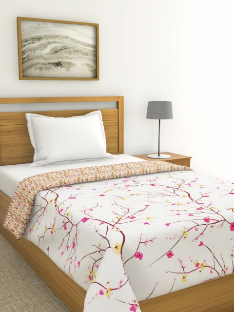 

BIANCA White & Multicoloured Floral AC Room 300 GSM Single Bed Dohar