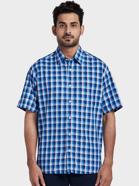 

ColorPlus Men Blue & White Regular Fit Checked Casual Shirt