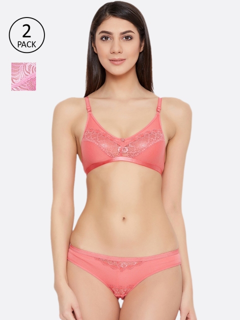 

ALIZA Women Pack of 2 Lace Bridal Lingerie Set 30331512, Peach