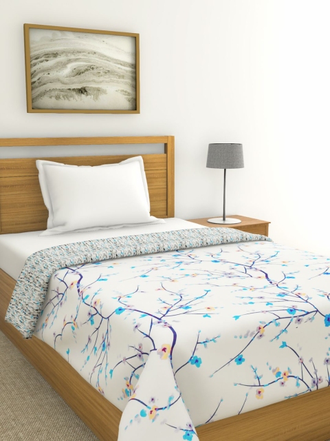 

BIANCA White & Blue Floral AC Room 300 GSM Single Bed Dohar